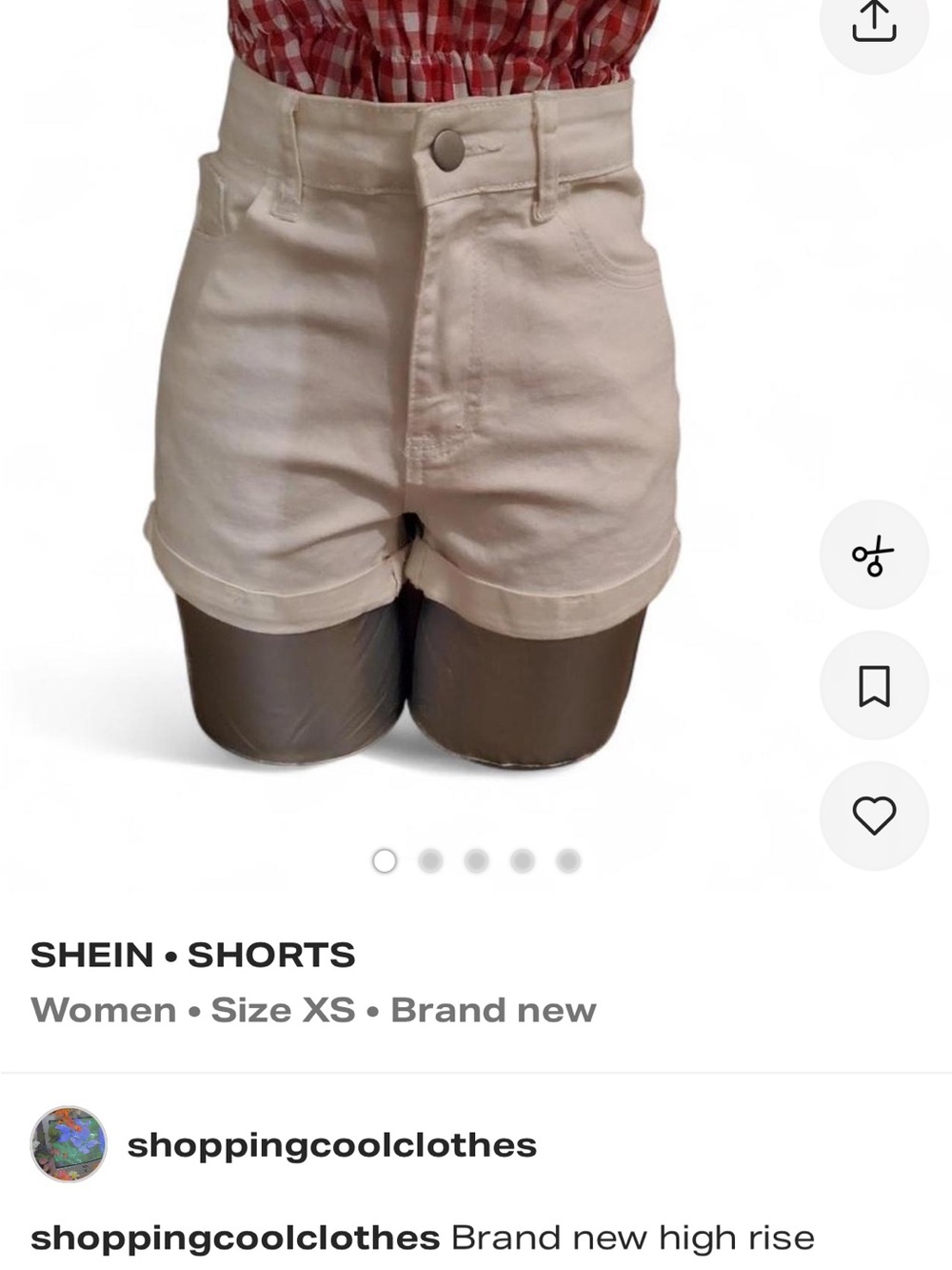 SHEIN High Waist Cream Rolled-Hem Women's Shorts